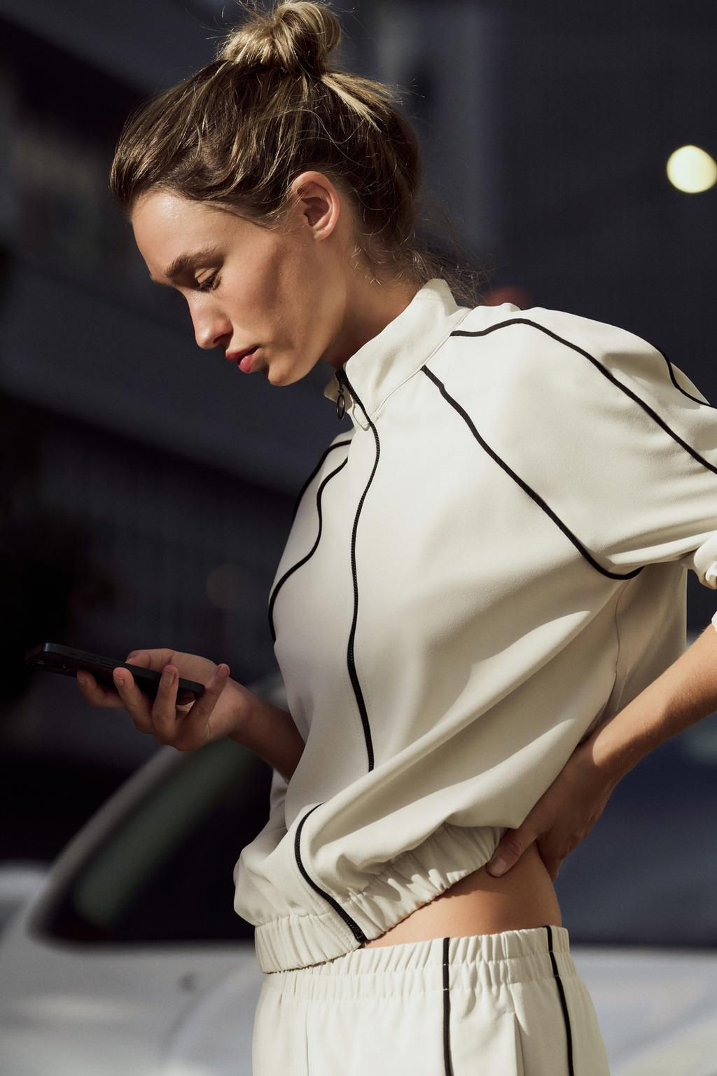 BOMBER JACKET WITH CONTRAST TRIM - Zara фото 3