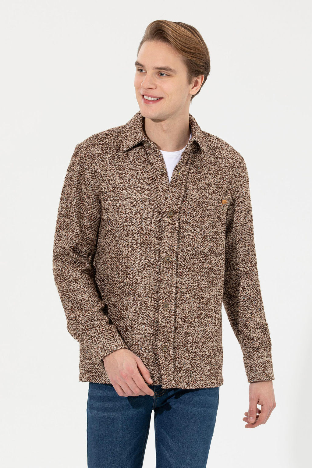 U. S. Polo Assn Мужская рубашка с длинным рукавом кокосового цвета - U.s. polo assn фото 2