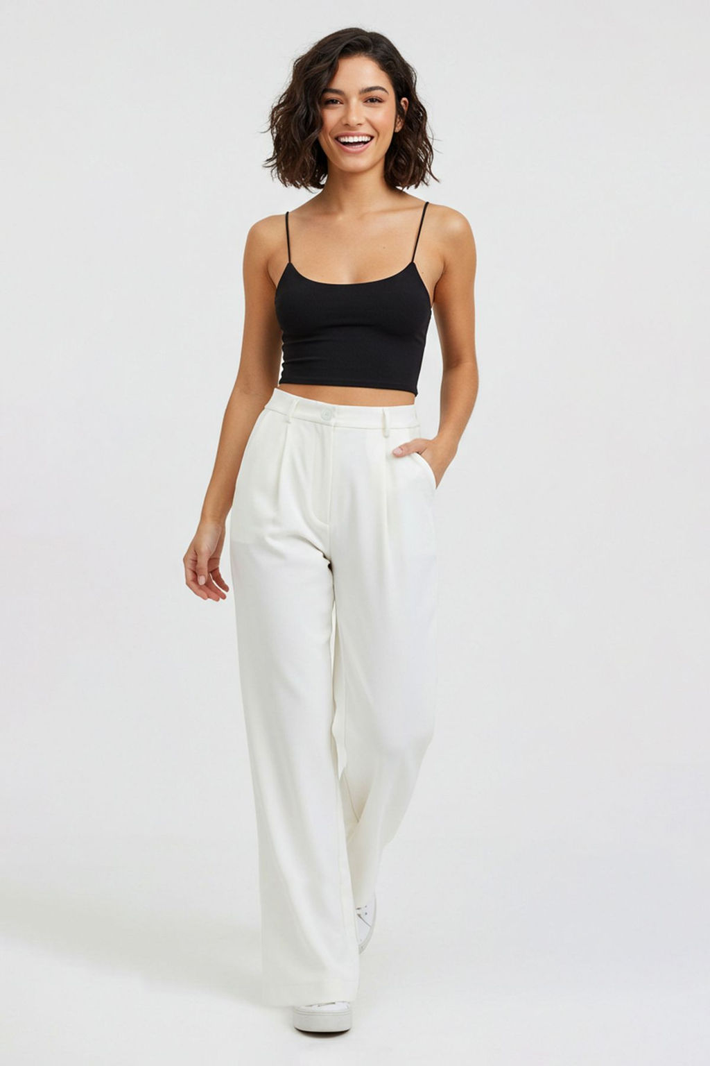 TRENDYOLMILLA Beyaz Arkas? Lastikli Wide Leg/Genis Paca Dusuk Bel Dokuma Pantolon TWOSS25PL00021  фото 5