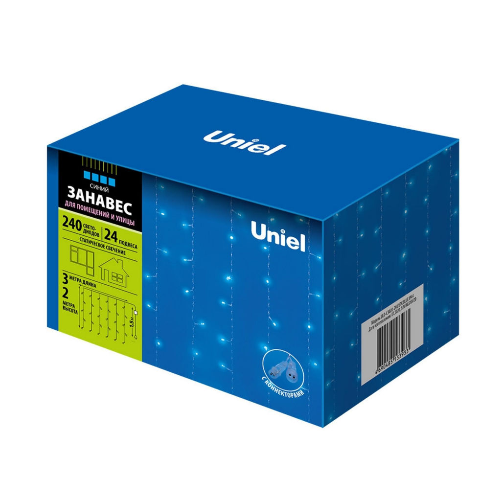 ULD-C3020-240/STK BLUE IP44 Занавес светодиодный со статическим свечением, 3х2м. Соединяемый. 240 светодиодов. Синий свет. Провод прозрачный. TM Uniel - Volpe фото 14