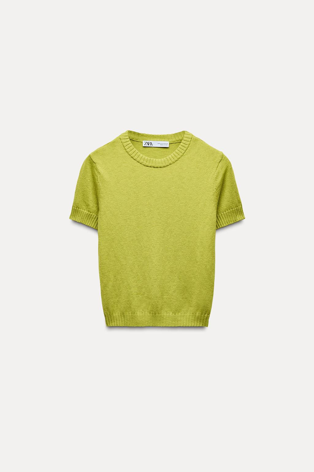 BASIC PLAIN KNIT SHORT SLEEVE TOP