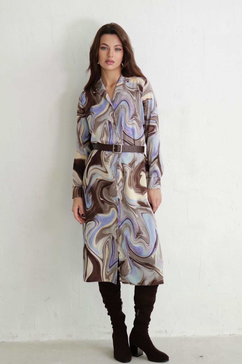 Платье-рубашка с английским воротником принт - Martichelli фото 29