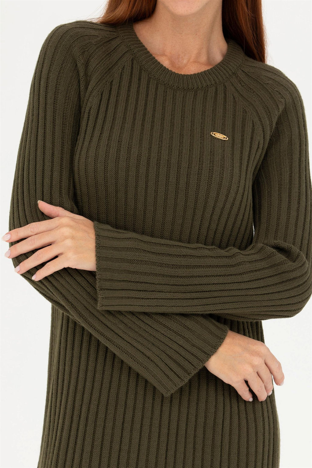 Женское трикотажное платье цвета хаки - U.s. polo assn фото 6