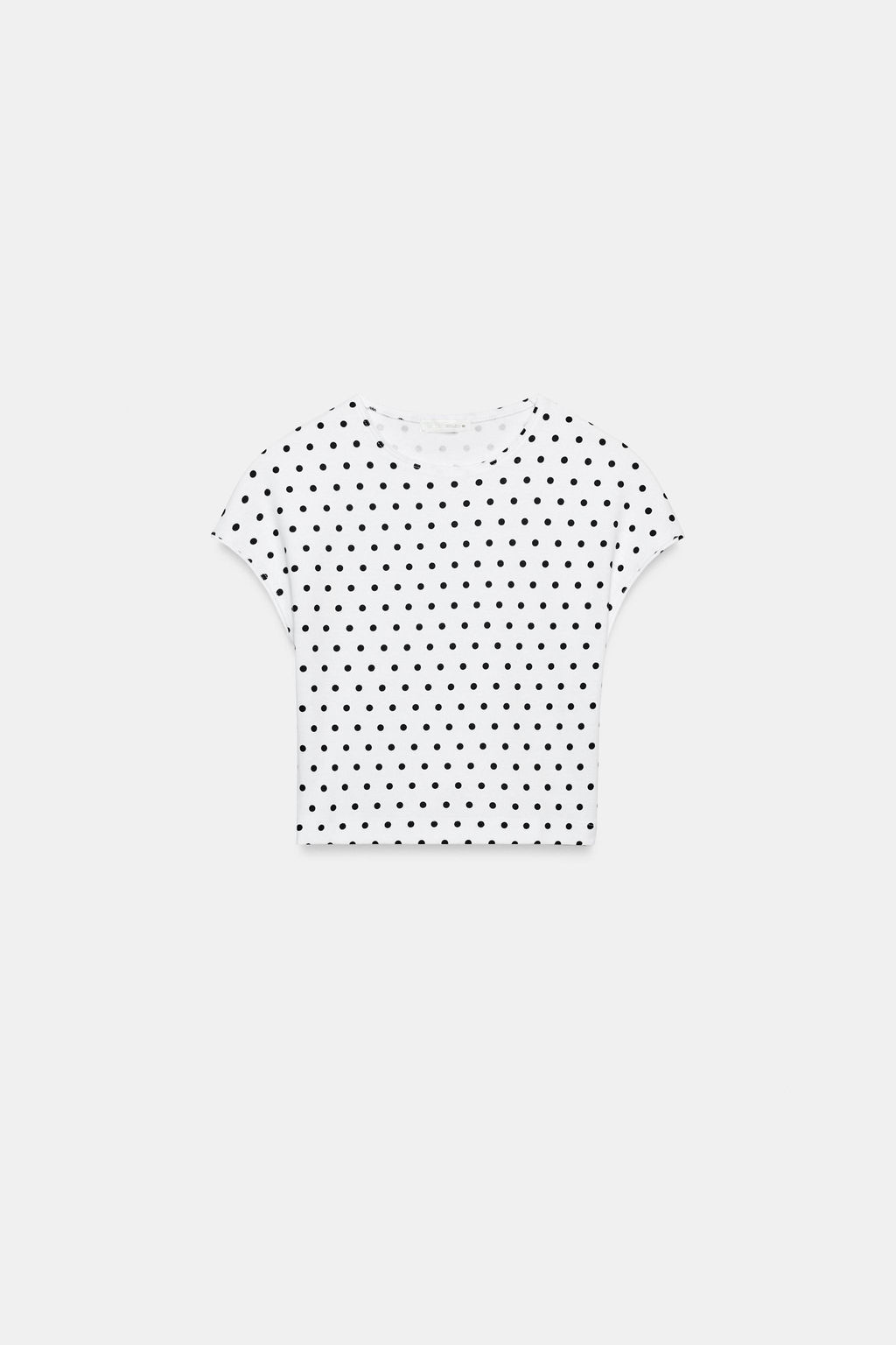CAMISETA CROPPED MANGA CORTA / Blanco / Negro