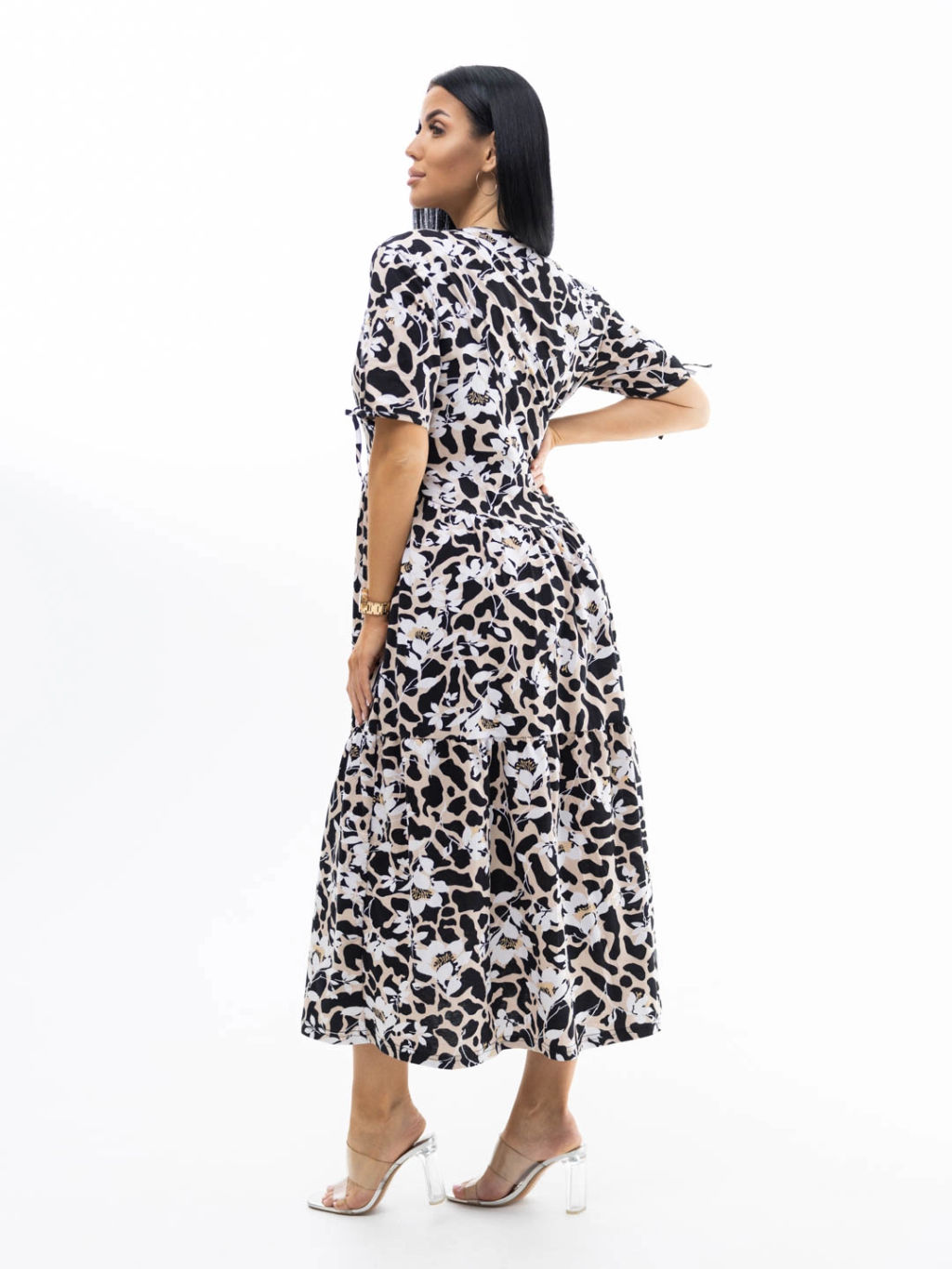 Платье женское, цвет бежевый черный