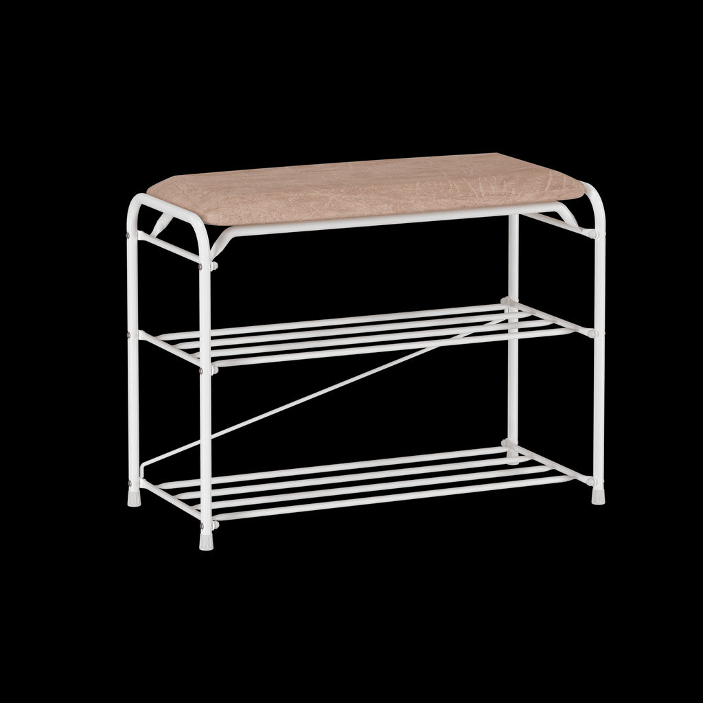 Подставка для обуви "Альфа 23" с сиденьем (Белый) (3-х полочная,60см)