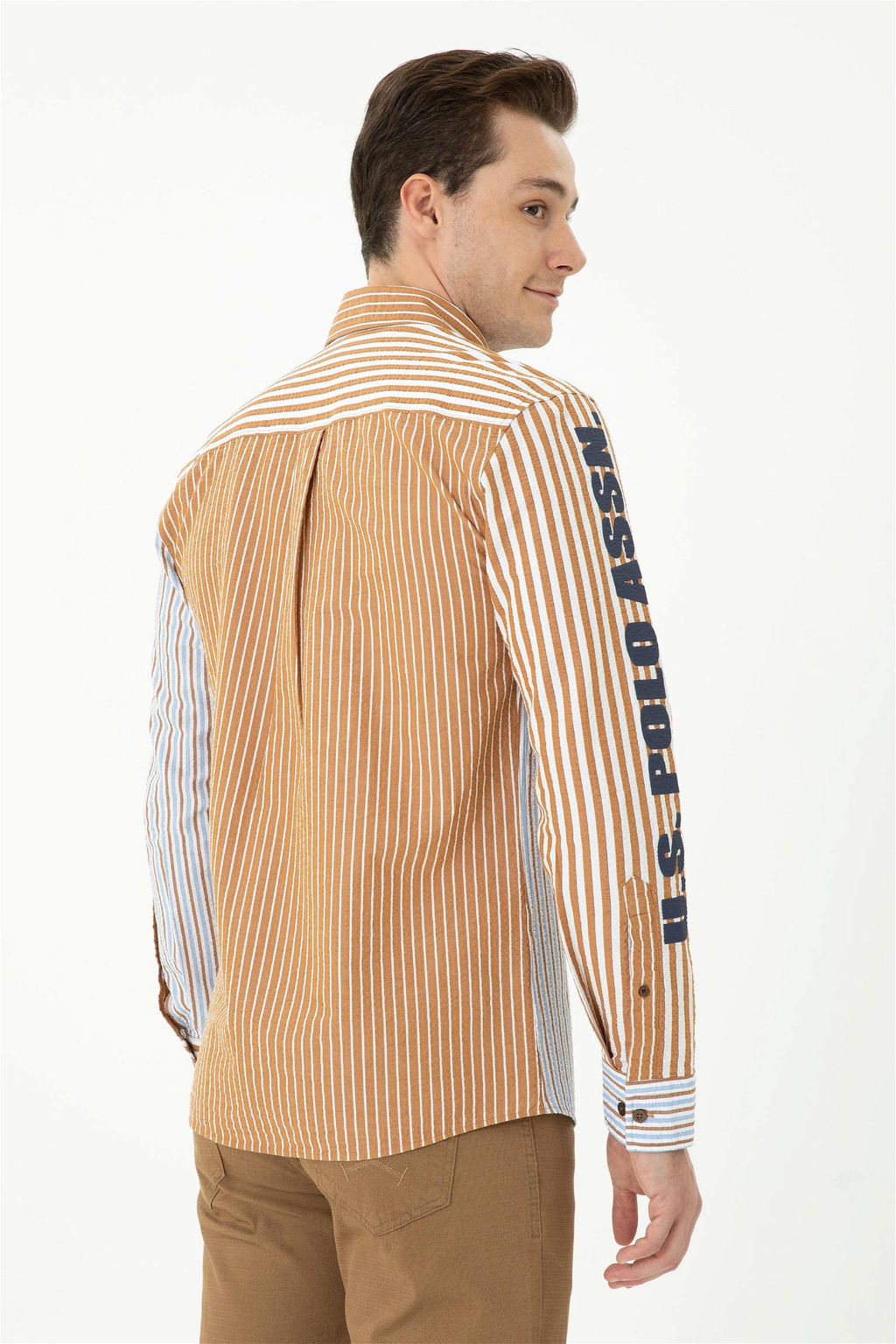 U. S. Polo Assn Мужская рубашка с длинным рукавом кокосового цвета - U.s. polo assn фото 12