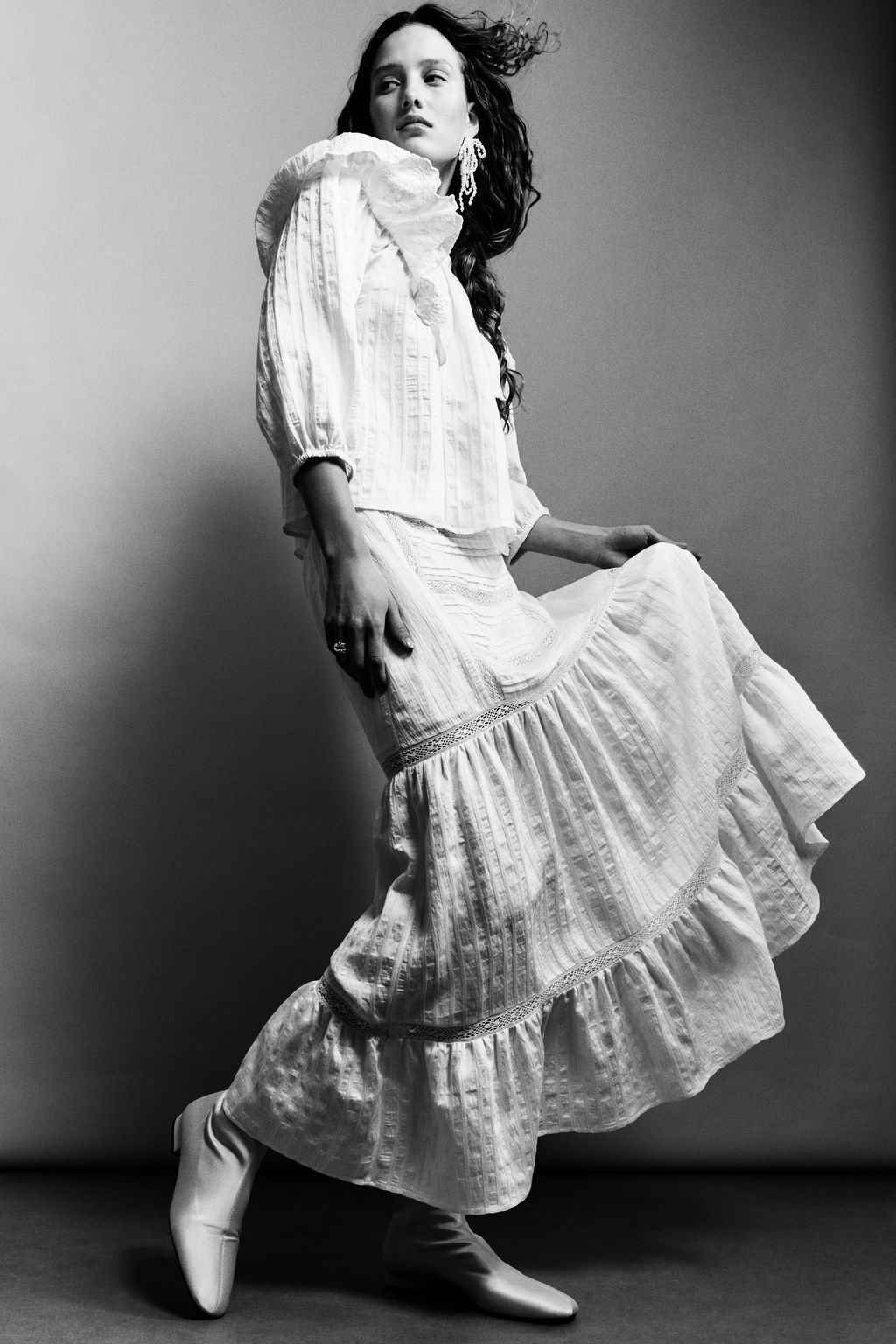 Maxifalda con inserciones de encaje - H&m фото 3
