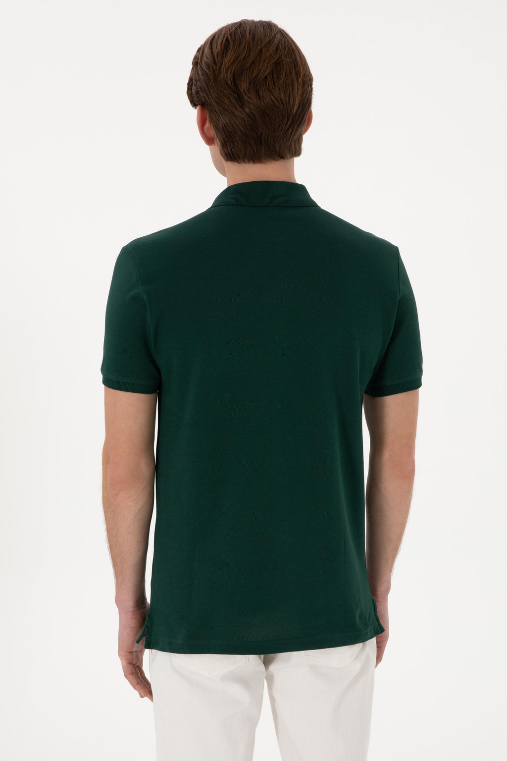 Erkek Slim Fit Polo Yaka Koyu Ye_il Basic Ti__rt - U.s. polo assn фото 5