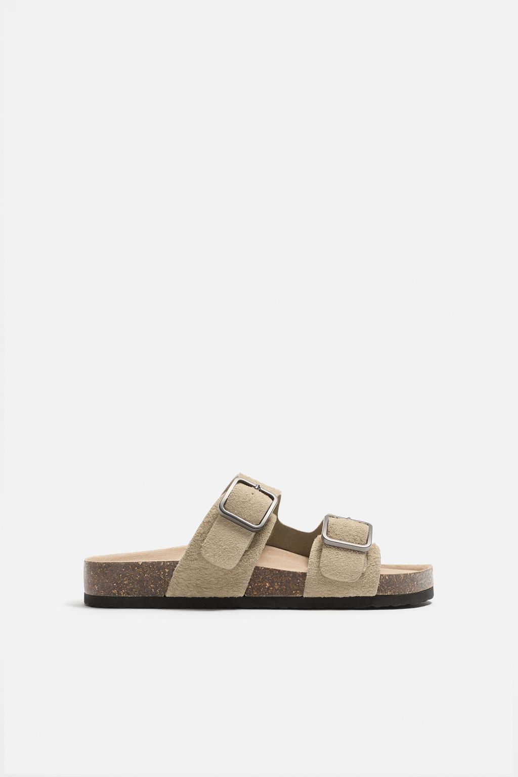 DOUBLE BUCKLE LEATHER SANDALS - Zara фото 3