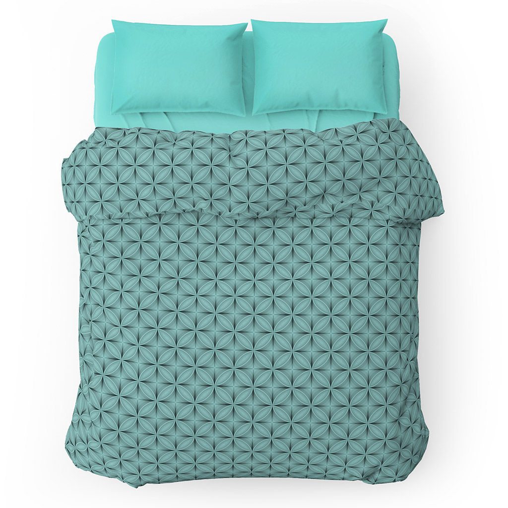 Постельное белье, комплект 1,5 спальный Энигма, мятный/Мятный, 3 предмета: пододеяльник на кнопках 145х215см, простыня 150х220см, 1 наволочка 50х70см с клапаном-запахом, поплин Комфорт 115г/м2, хлопок 100%, упаковка эконом ПВХ 32х41см, Домашня - Домашняя мода фото 2