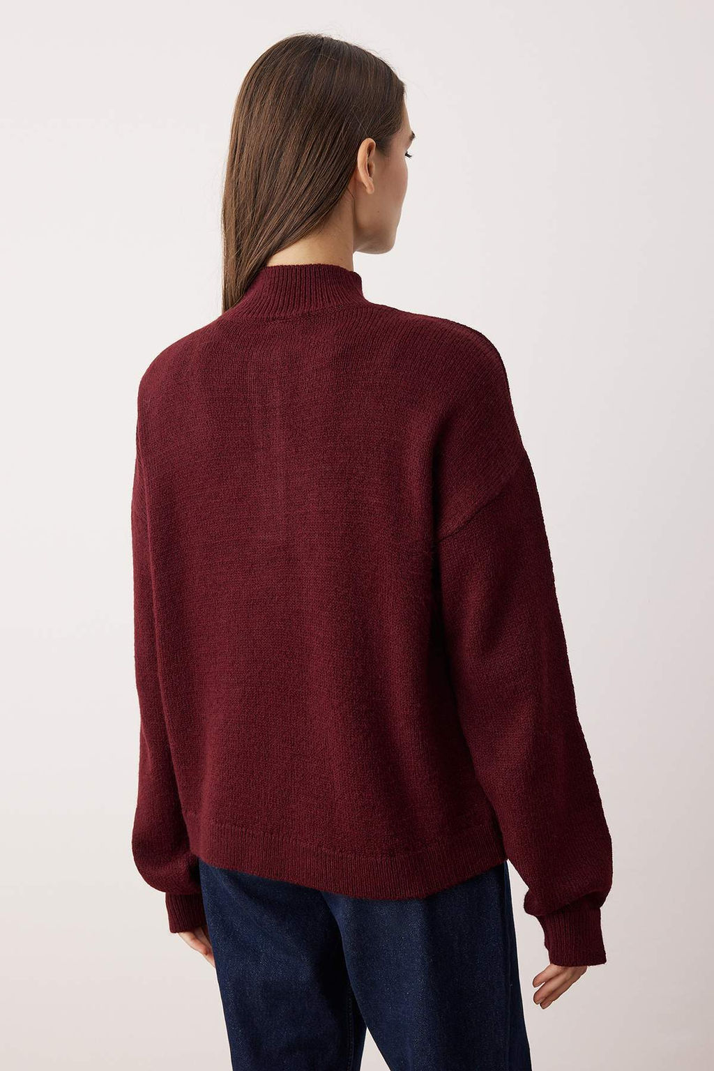 Bordo Wardrobe Essentials Yumusak Dokulu Genis Kal?p Triko Kazak TWOAW26KZ00074