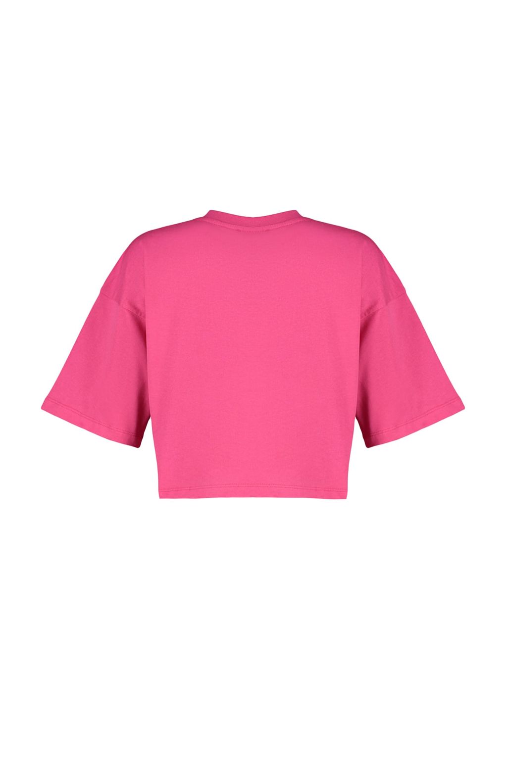 Premium Fusya Relaxed/Rahat Kal?p %100 Kal?n Pamuklu Crop Orme T-Shirt TWOSS23TS00038