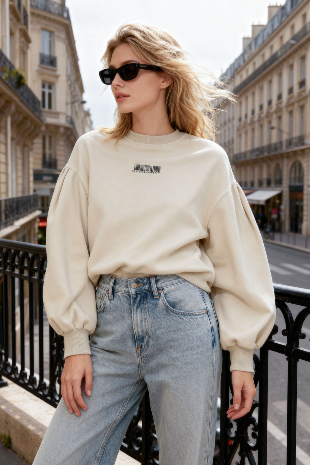 TRENDYOLMILLA Tas Kal?n Ici Polarl? Minimal Bask?l? Balon Kol Orme Sweatshirt TWOAW22SW1864  фото 6