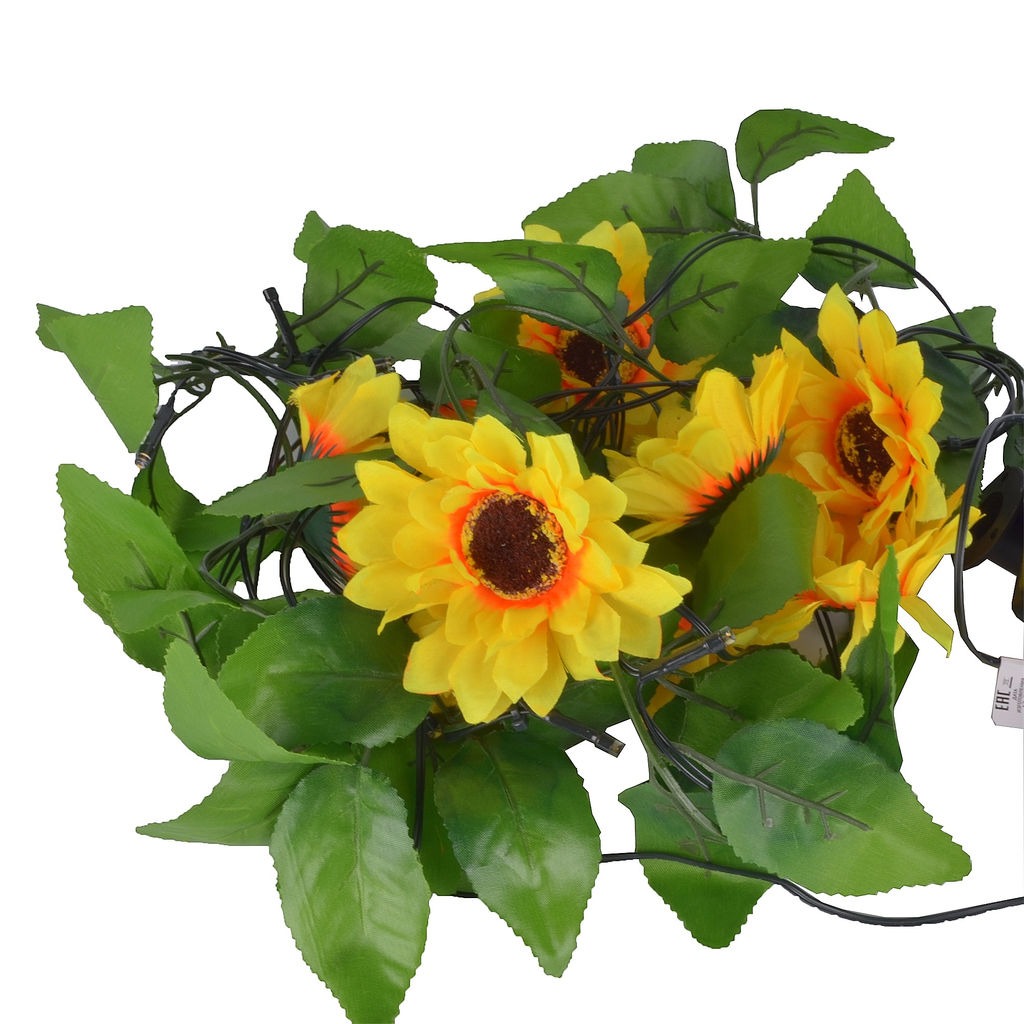 USL-S-138/PT2300 SUNFLOWERS Садовая гирлянда на солнечной батарее Подсолнухи. 24 светодиода. Теплый белый свет. 1*АА Ni-Mh аккумулятор в/к. IP44. TM Uniel - Volpe фото 2