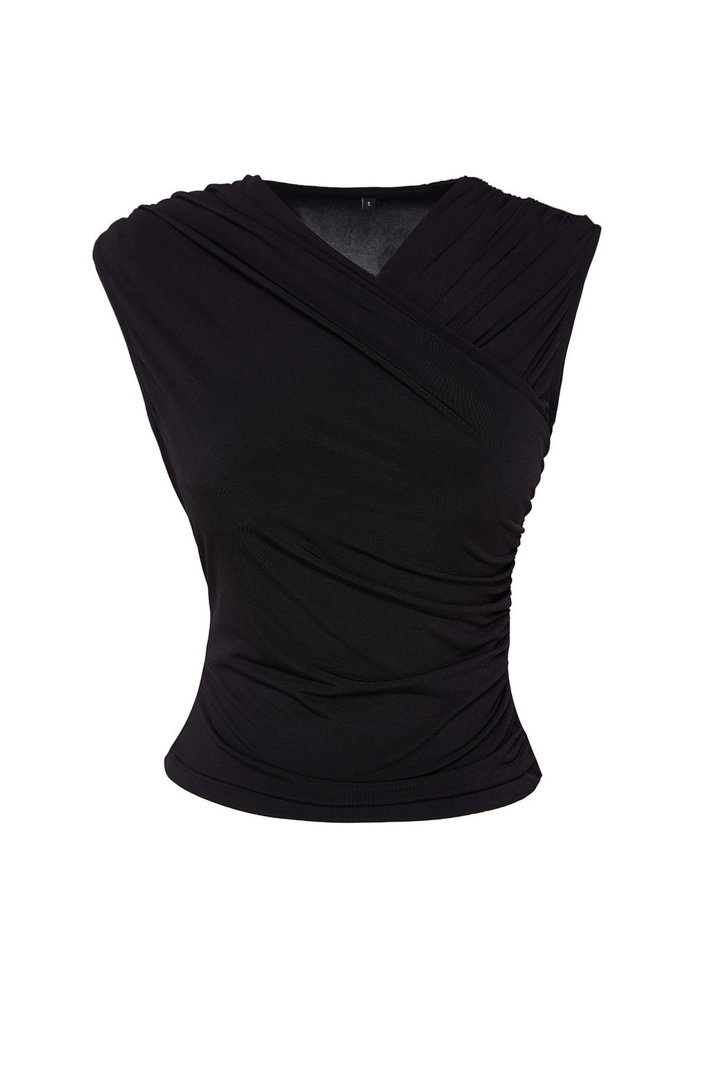 Trendyolmilla Siyah Fitted/Vucuda Oturan Buzgu Detayl? Kolsuz Esnek Orme Bluz TWOSS24BZ00518