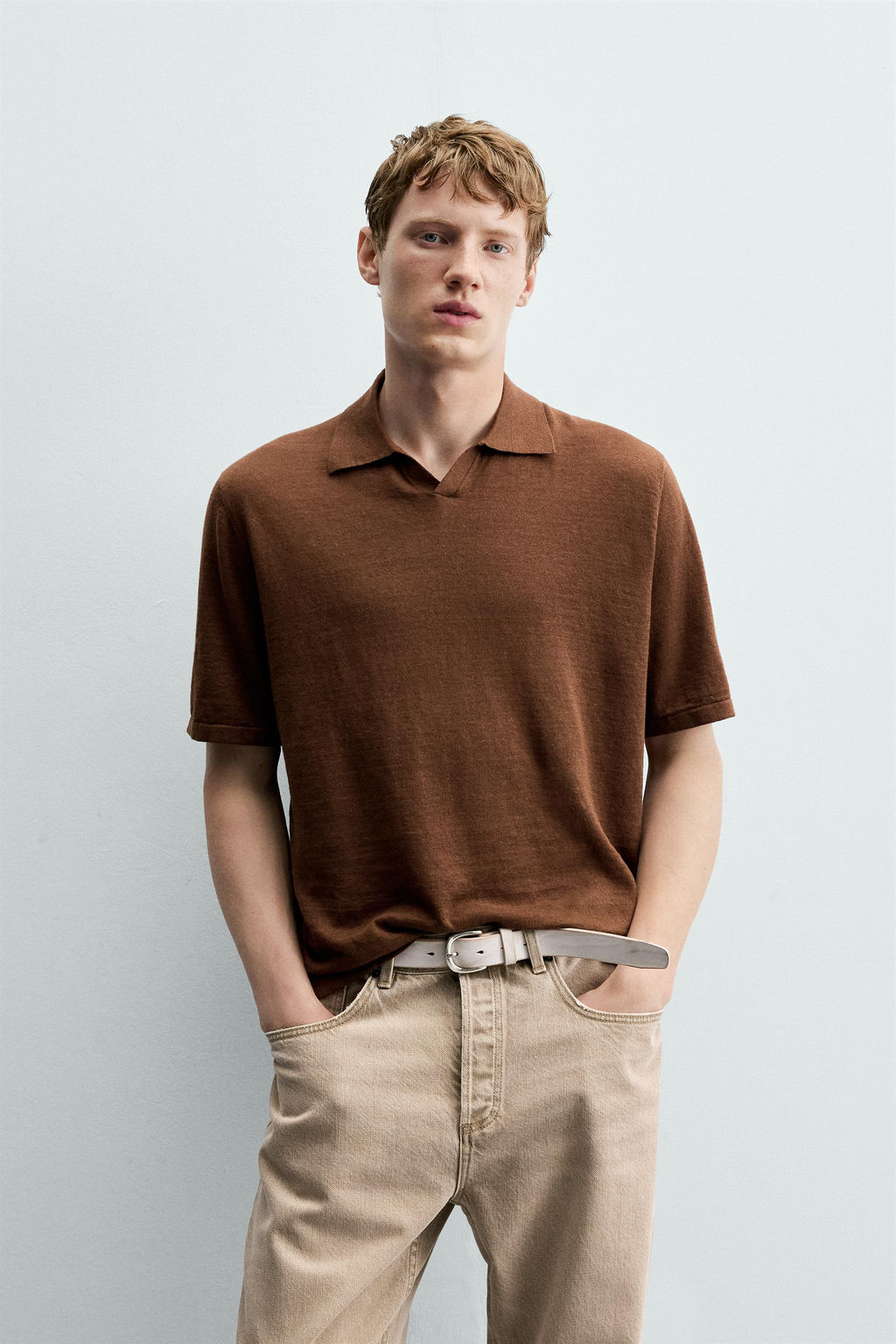 POLO PUNTO C??AMO - ALGOD?N / Marr?n vigor?
