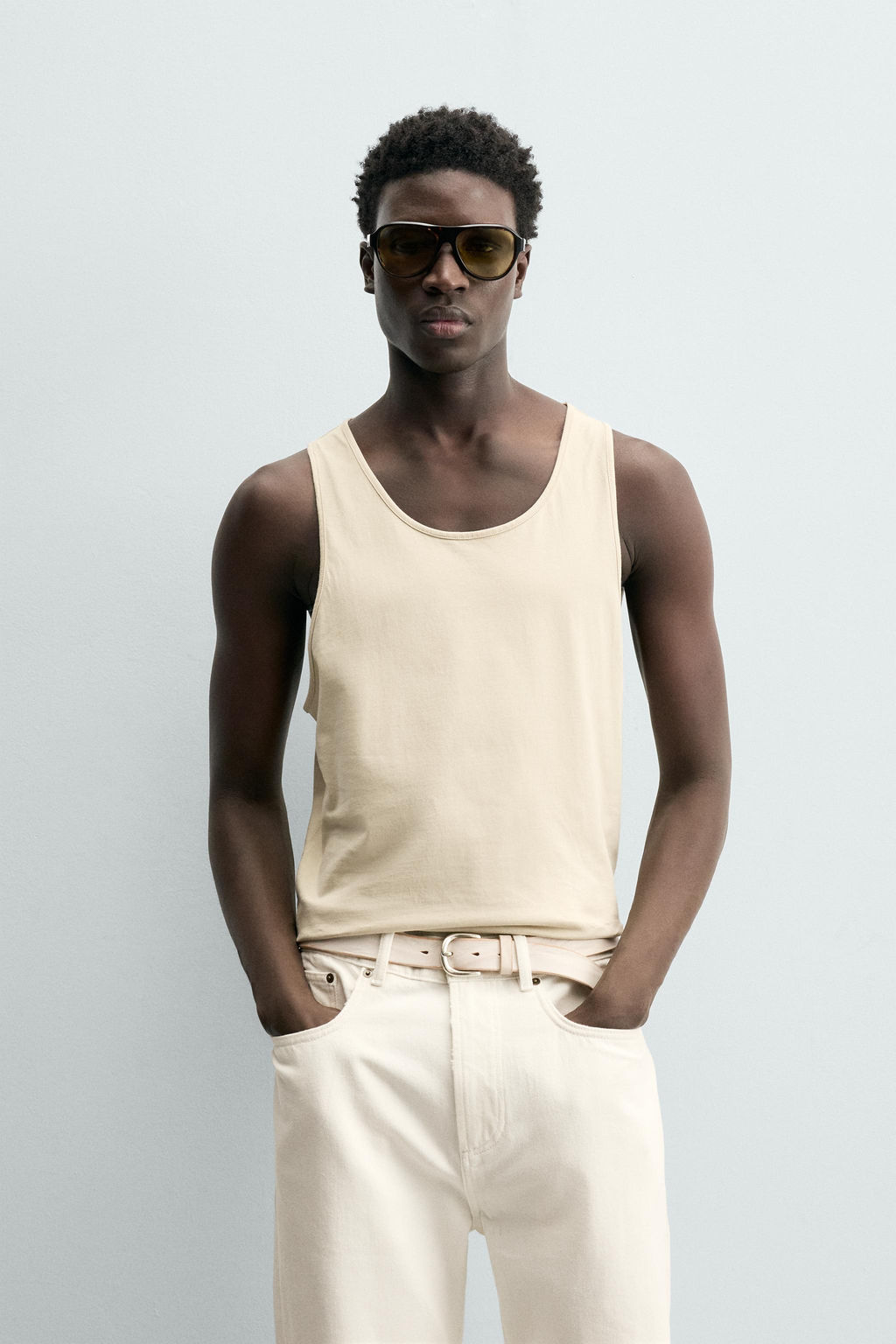 CAMISETA TANK REGULAR FIT MEDIUM WEIGHT / Beige claro - Zara фото 2