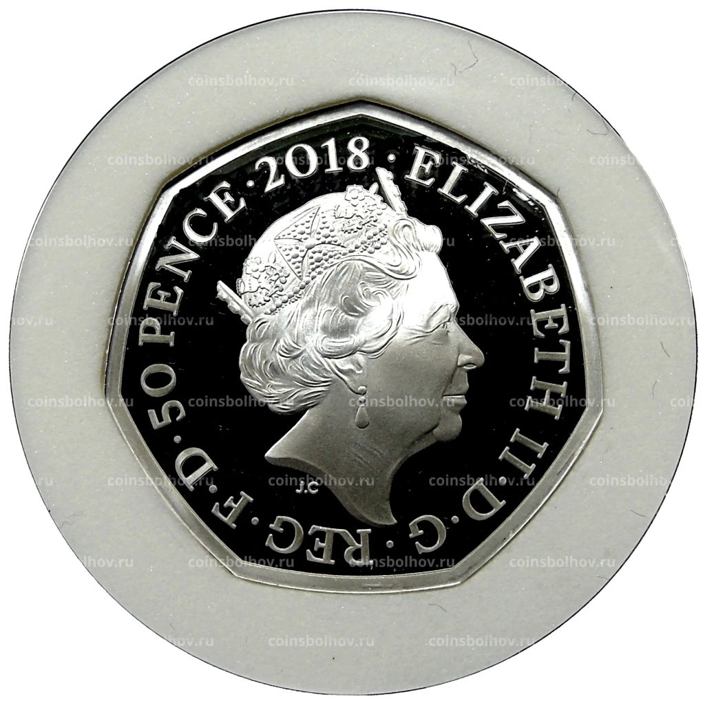 Монета 50 пенсов 2018 года Великобритания 150 лет со дня рождения Беатрис Поттер Кролик Питер (в коробке)
