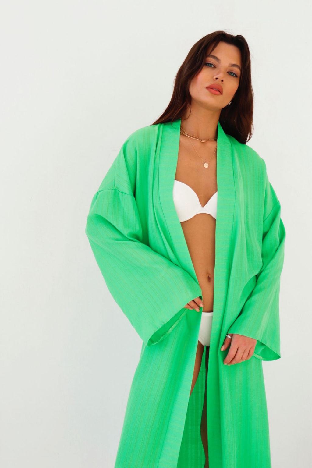 9431 Кимоно длинное салатовое - Martichelli фото 2