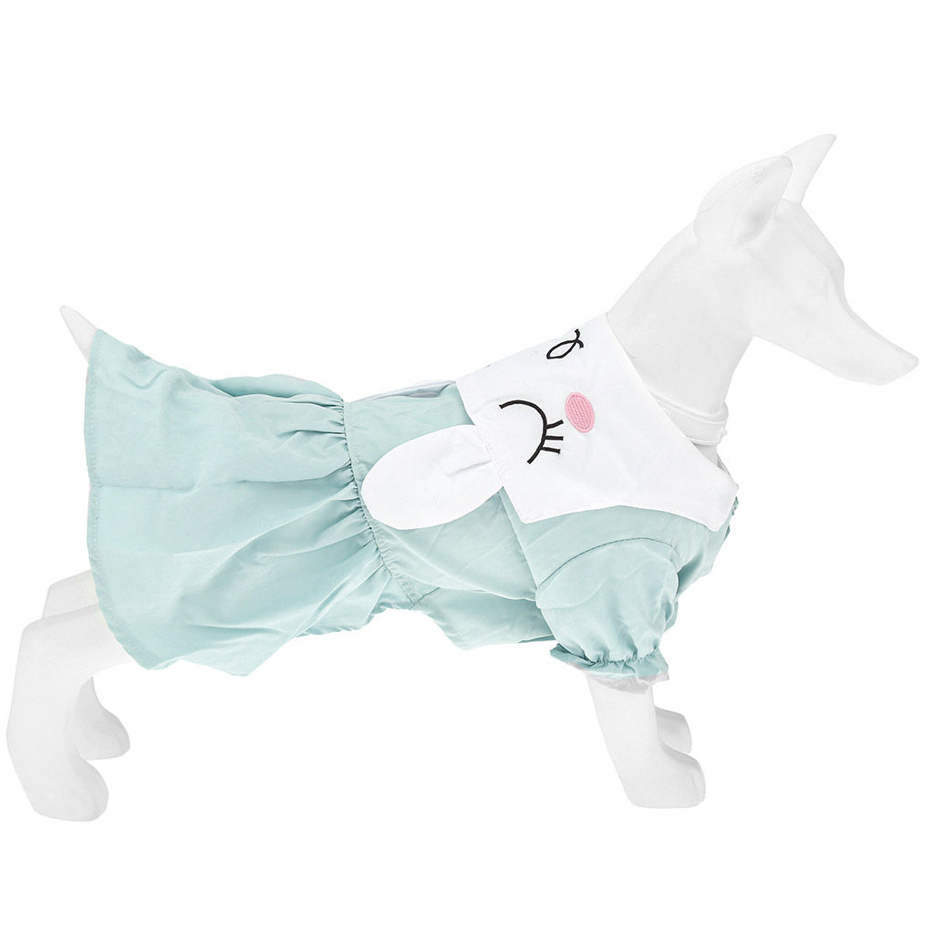 Пэт тойс (Pet toys) Одежда для собаки Платье Зайка с принтом, с вышивкой, на кнопках р-р L, длина спинки 35см/обхват груди 44см/обхват шеи 34см, цвет-мятный, 100% полиэстер (Китай) - Домашняя Мода фото 2
