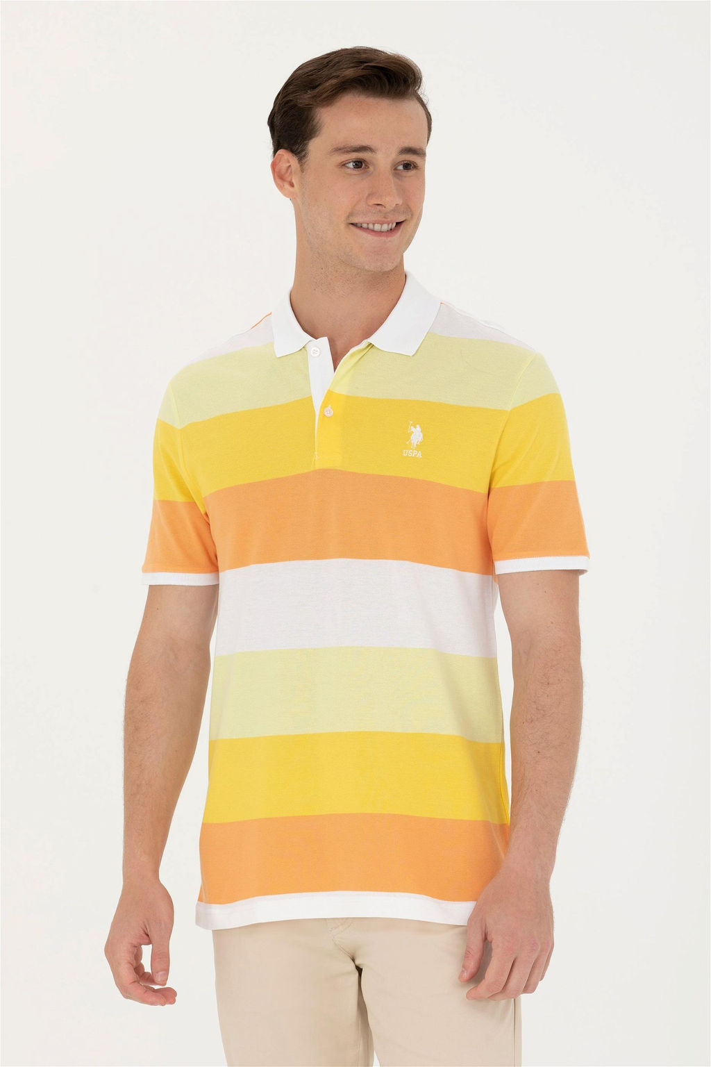 U. S. Polo Assn Мужская оранжевая футболка с воротником-поло - U.s. polo assn фото 10