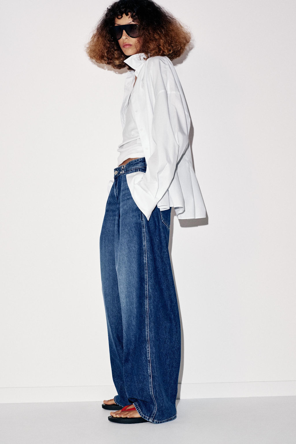JEANS Z1975 LOOSE FIT TIRO ALTO CORCHETES / Azul medio - Zara фото 13
