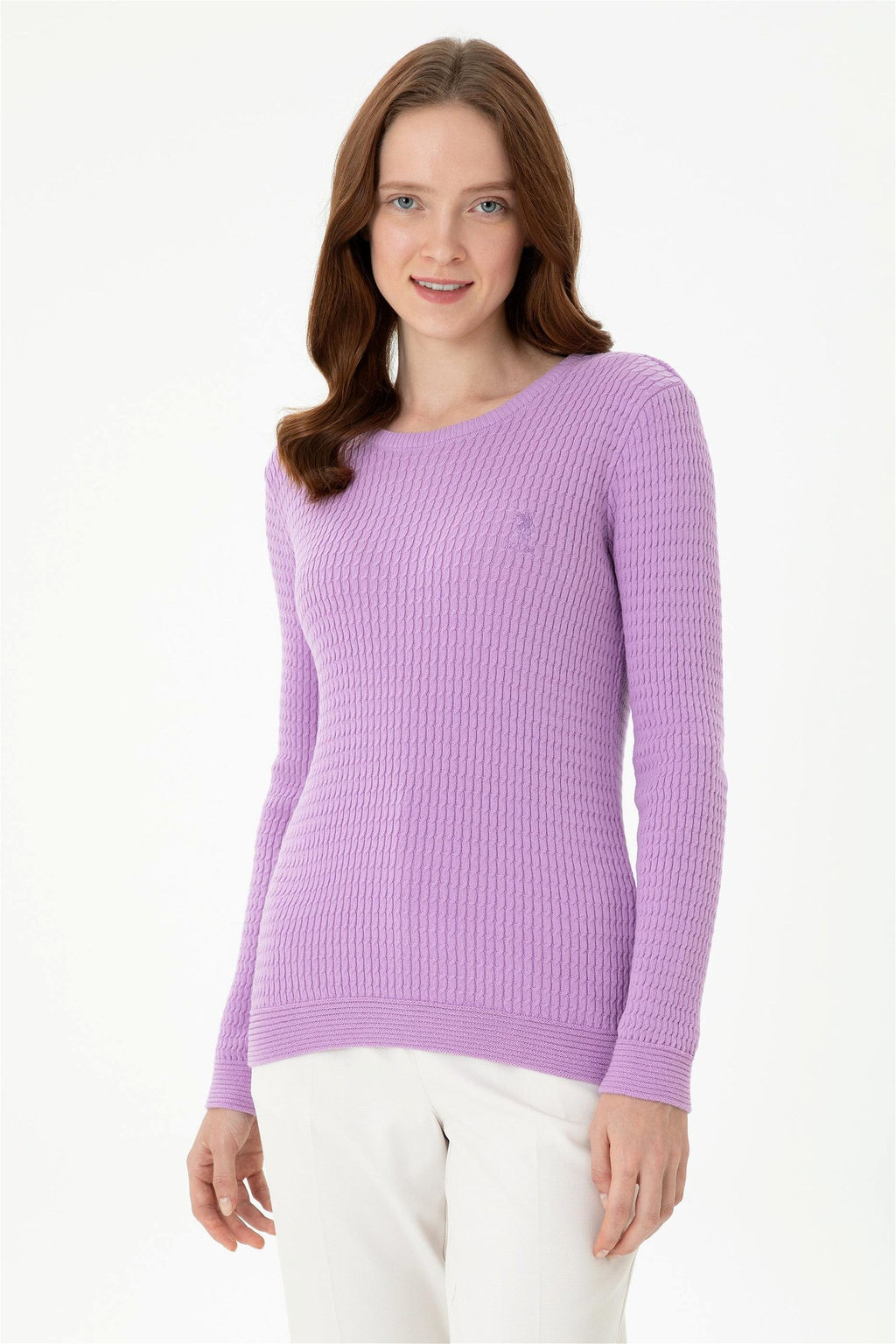 Женский сиреневый базовый свитер - U.s. polo assn фото 8