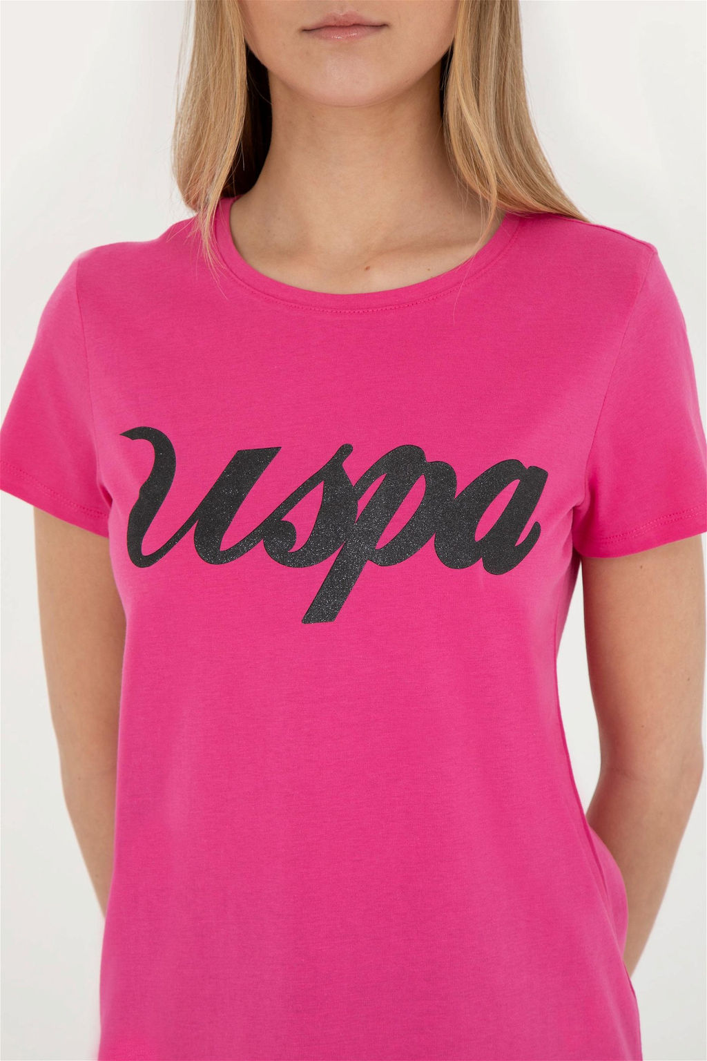 Женская футболка цвета фуксии с круглым вырезом - U.s. polo assn фото 7