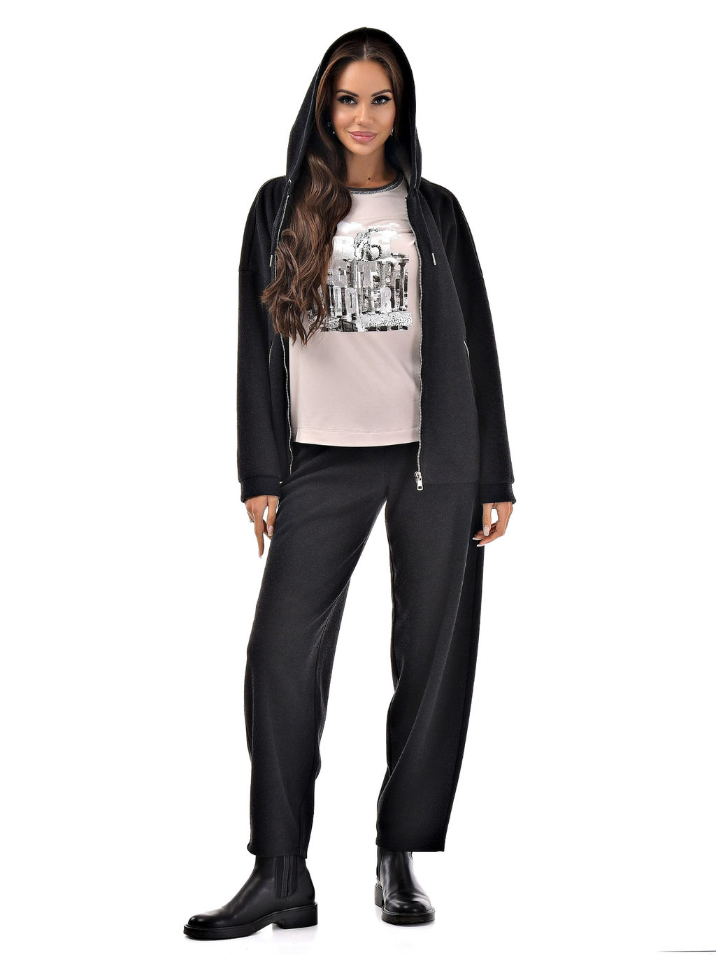 Лонгслив с принтом трикотаж пенье - А+б коллекция фото 26