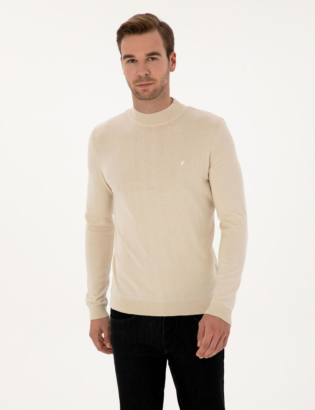 Bej Slim Fit Basic Kazak