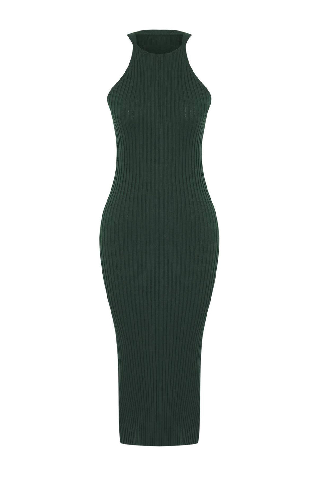 Zumrut Yesili 2li Yesili Midi Triko Basic H?rkal? Elbise TWOSS23EL00738