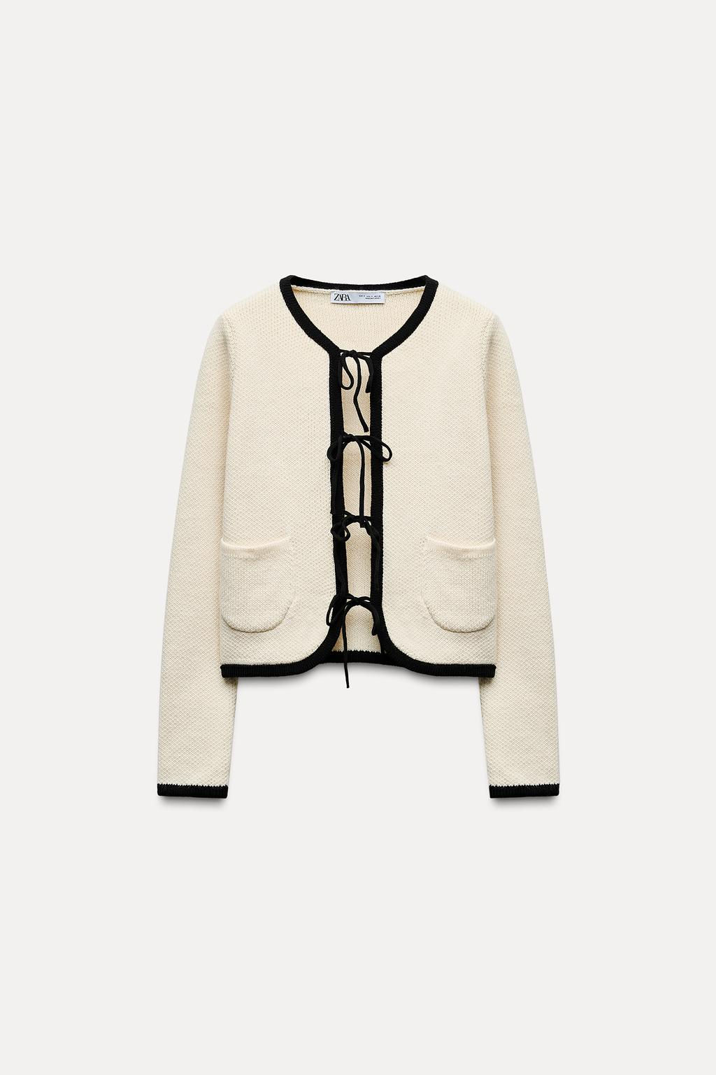 KNIT CARDIGAN WITH TIES - Zara фото 4