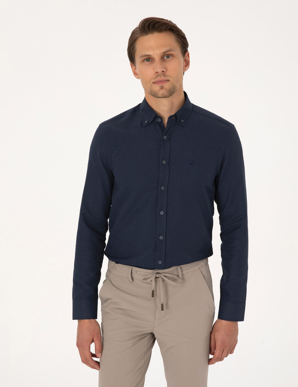 Lacivert Slim Fit Uzun Kollu G_mlek