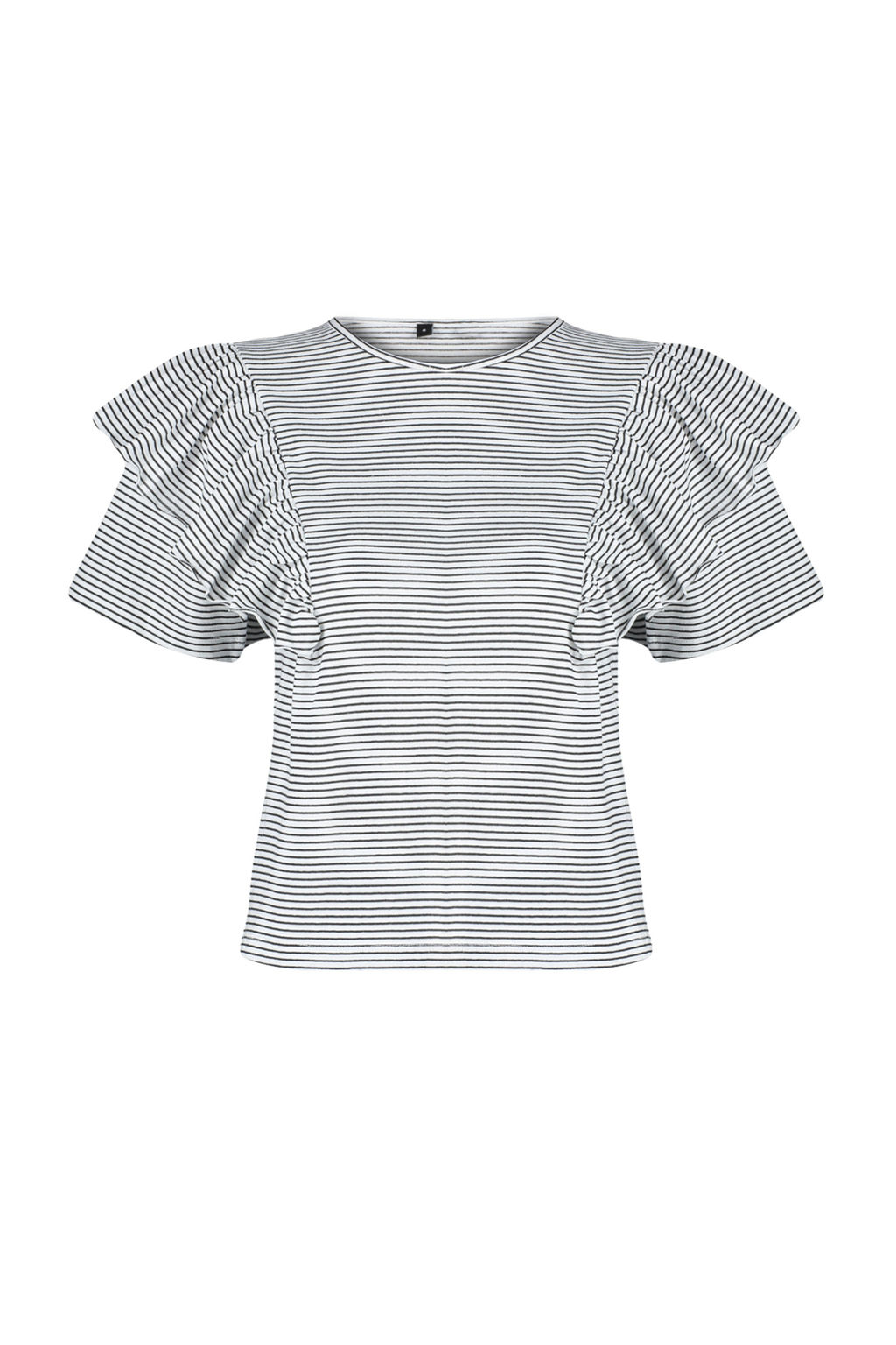 TRENDYOLMILLA Siyah Kollar? F?rf?rl? Regular/Normal Kal?p Cizgili Bisiklet Yaka Orme T-Shirt TWOSS24TS00061 фото 7