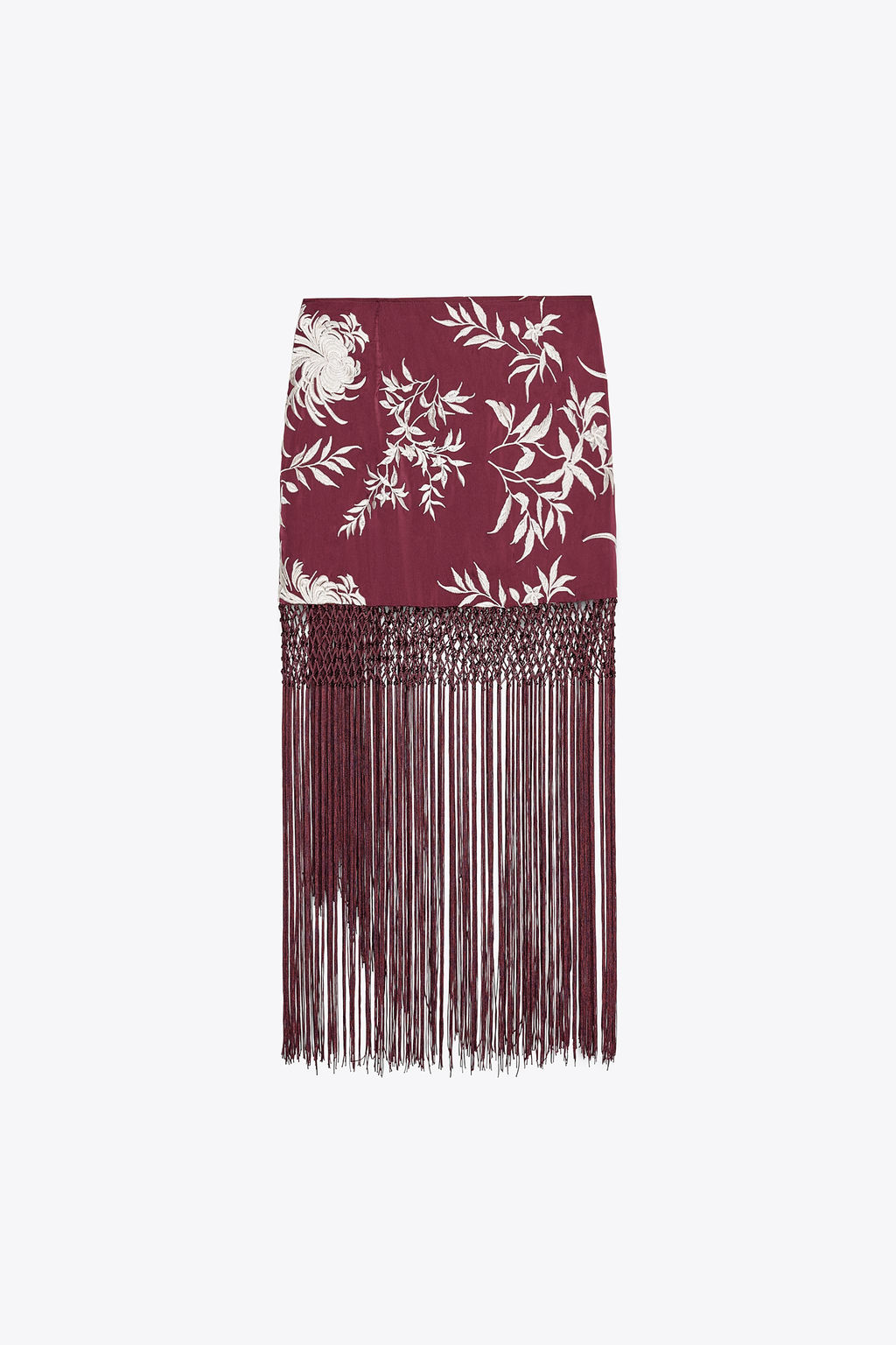 EMBROIDERED FRINGED WRAP SKIRT - Zara фото 7