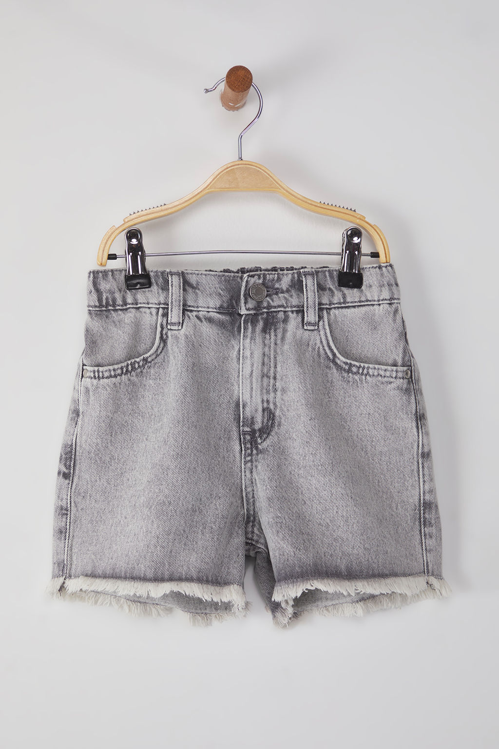 Ekru K?z Cocuk %100 Pamuk Regular/Normal Kal?p Cepli Lastikli Denim Sort TKDSS25SR00010 - Trendyolmilla фото 3