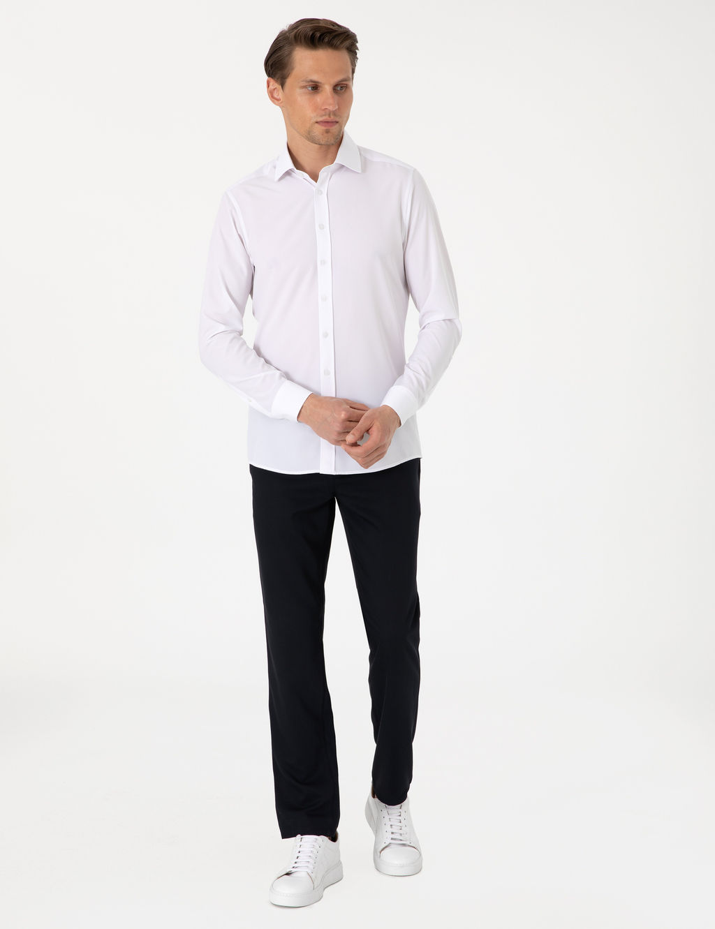 Beyaz Ekstra Slim Fit Uzun Kollu G_mlek