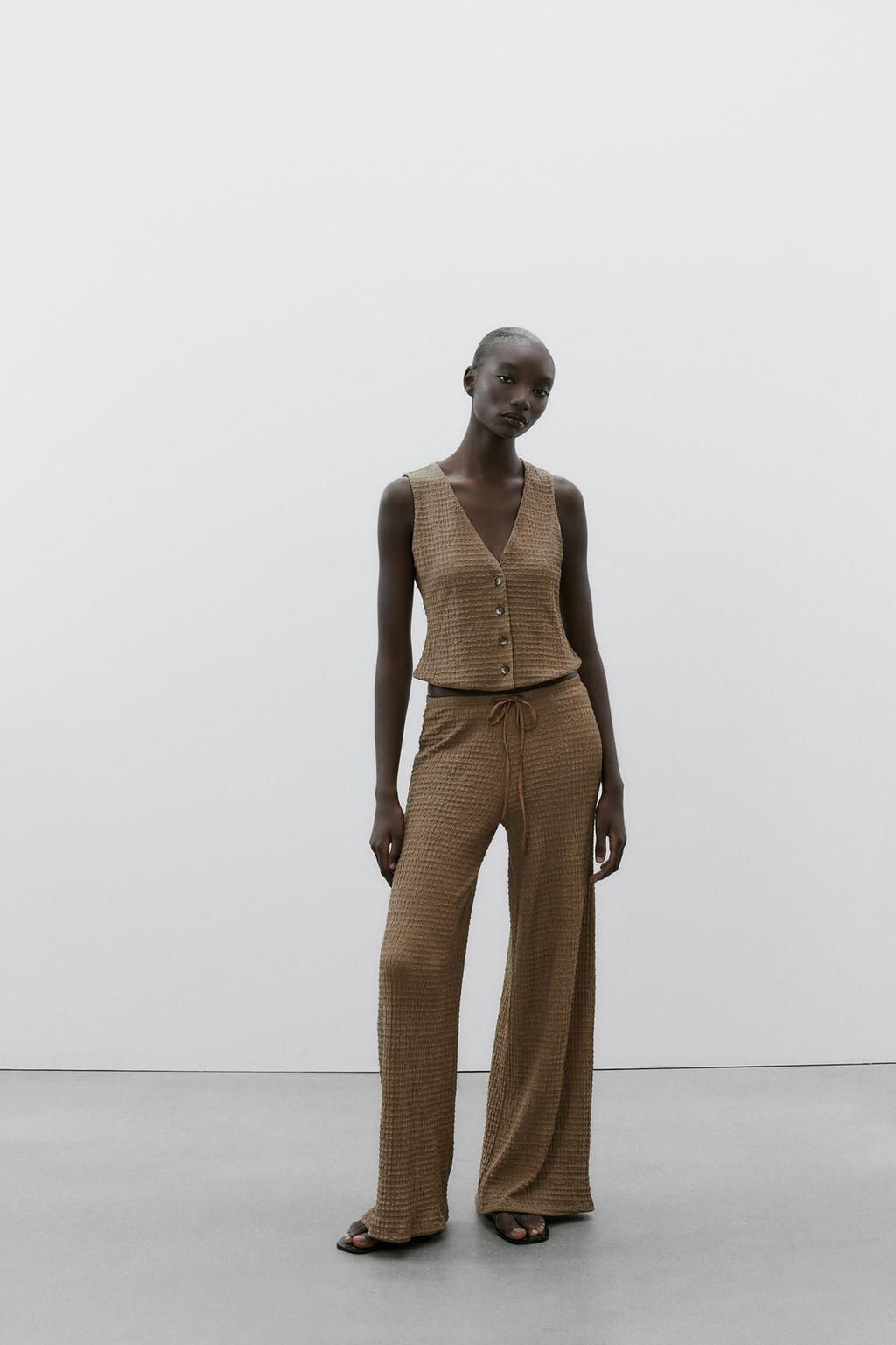 TEXTURED STRAIGHT-FIT TROUSERS - Zara фото 19