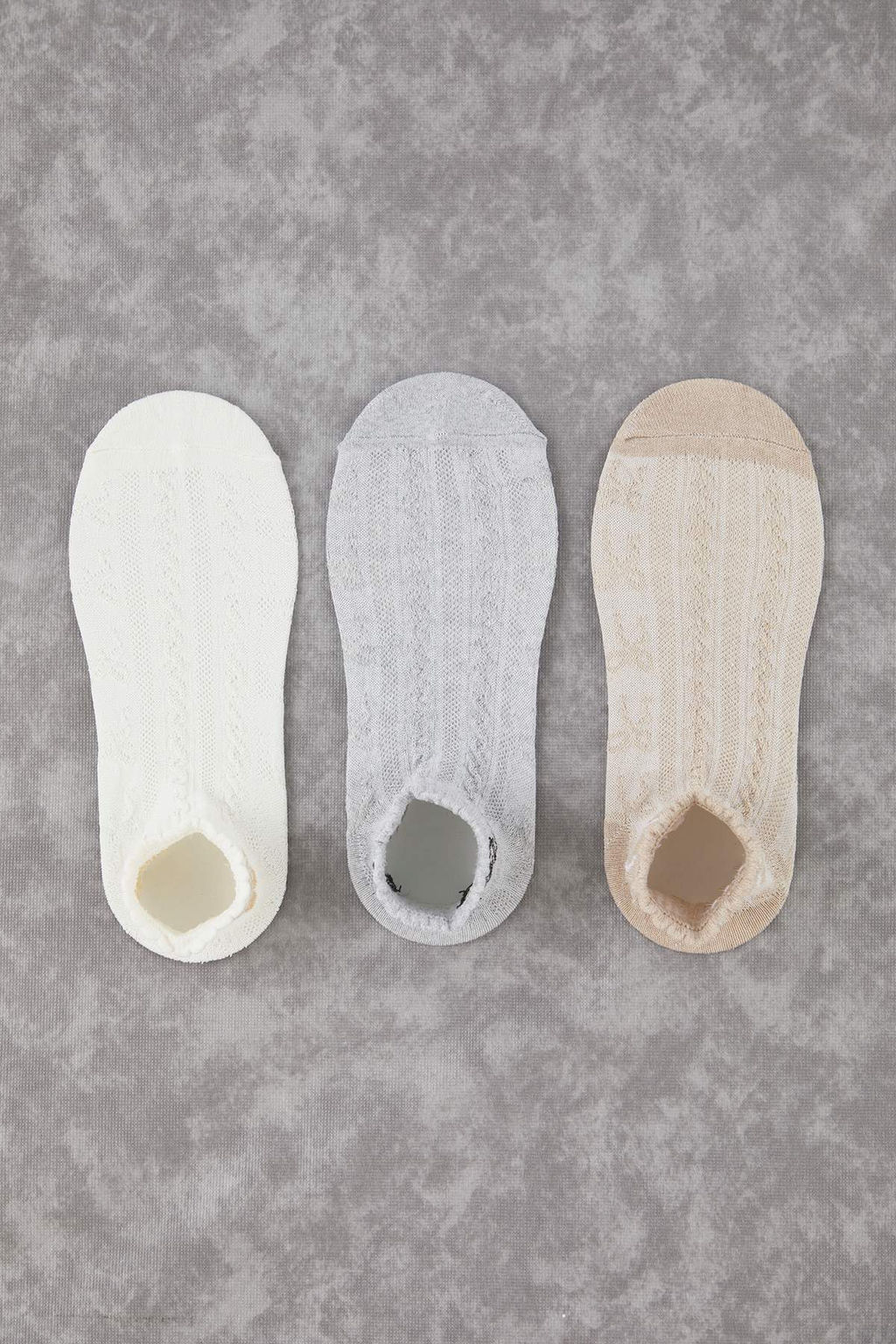 Bej-Cok Renkli 3lu Paket Kurdele/Fiyonklu ve Kalpli Jakar Orme Corap THMAW26CO00001 - Trendyolmilla фото 2