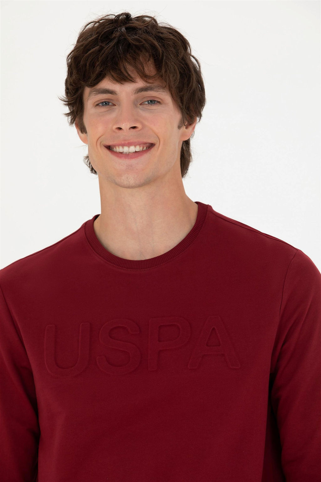 U. S. Polo Assn / Мужской бордово-красный базовый свитшот - U.s. polo assn фото 2