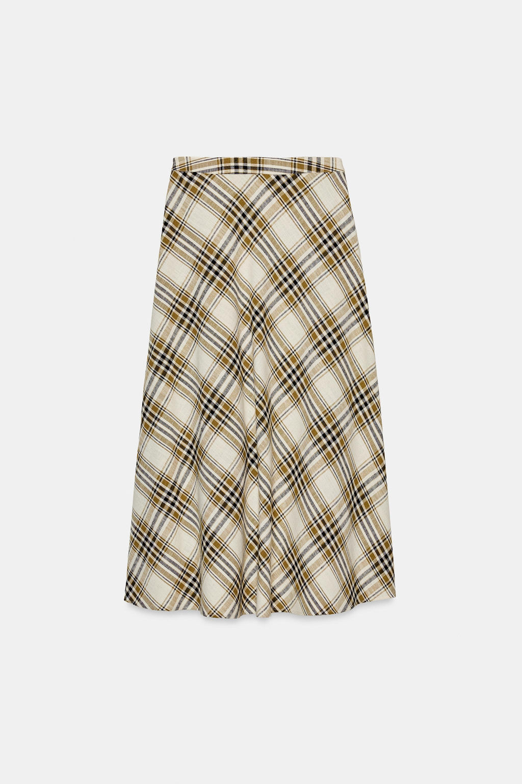 FALDA MIDI ASIM?TRICA CUADROS / Crudo / Negro - Zara фото 5