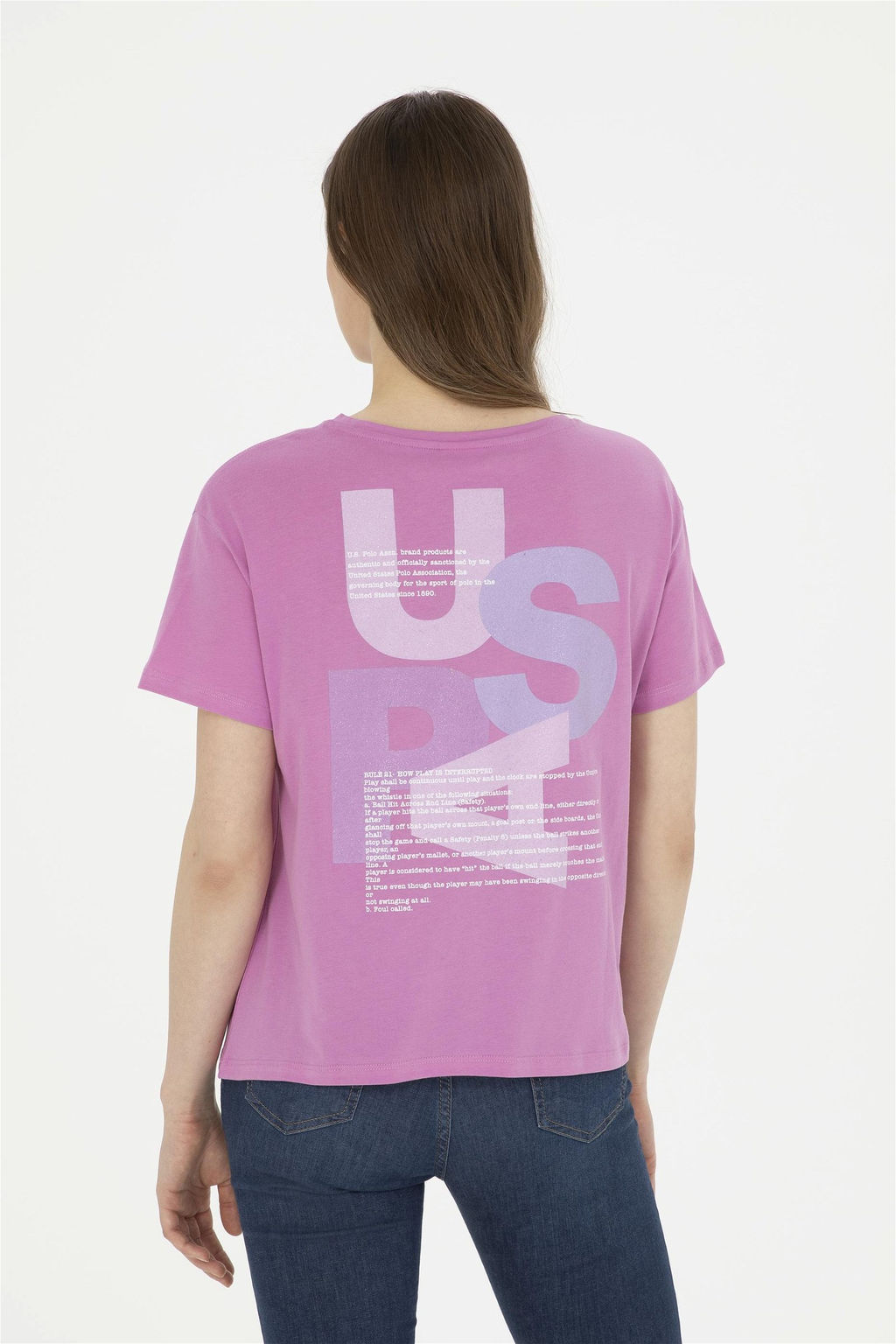 Женская фиолетовая футболка с круглым вырезом Неожиданная скидка в корзине - U.s. polo assn фото 5