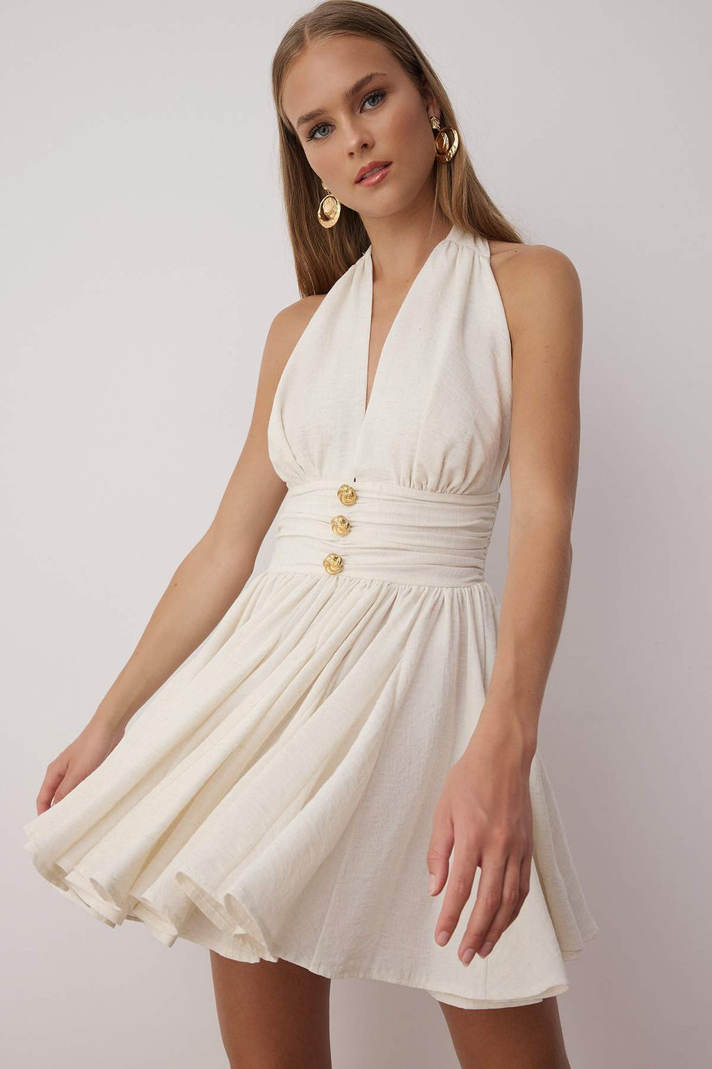 Mavi Belden Ac?lan/Skater Dusme Detayl? Sifon K?sa/Mini Elbise TPRSS25EL00319 - Trendyolmilla фото 21