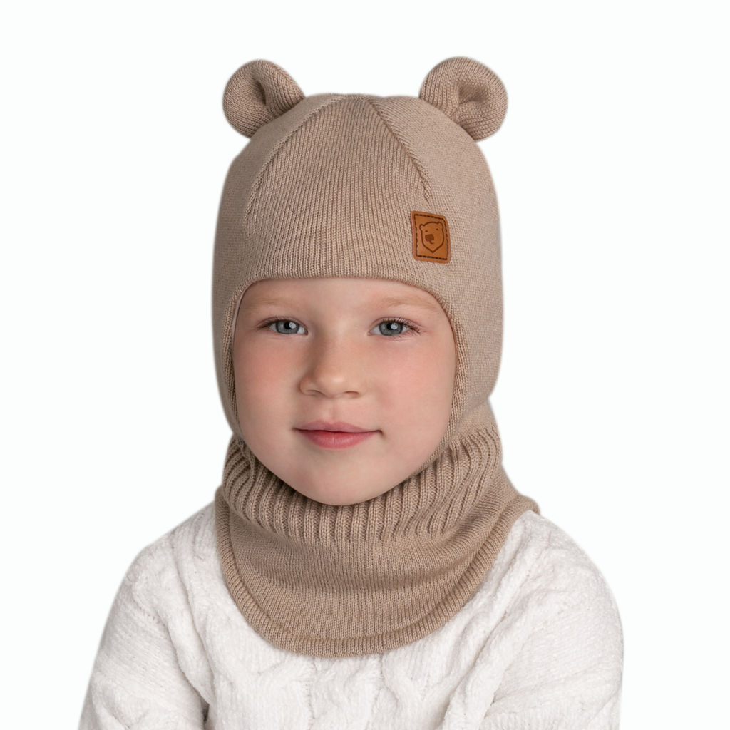 Шапка-шлем Мишка вязаный двухслойный (полушерсть) - Elfoxo фото 5