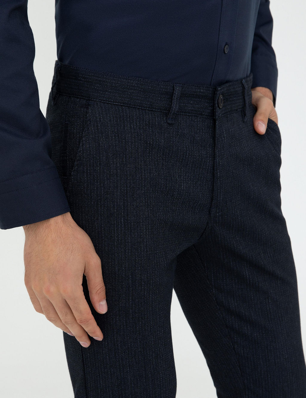 Lacivert Slim Fit _izgili Kanvas Pantolon - Pierre cardin фото 4