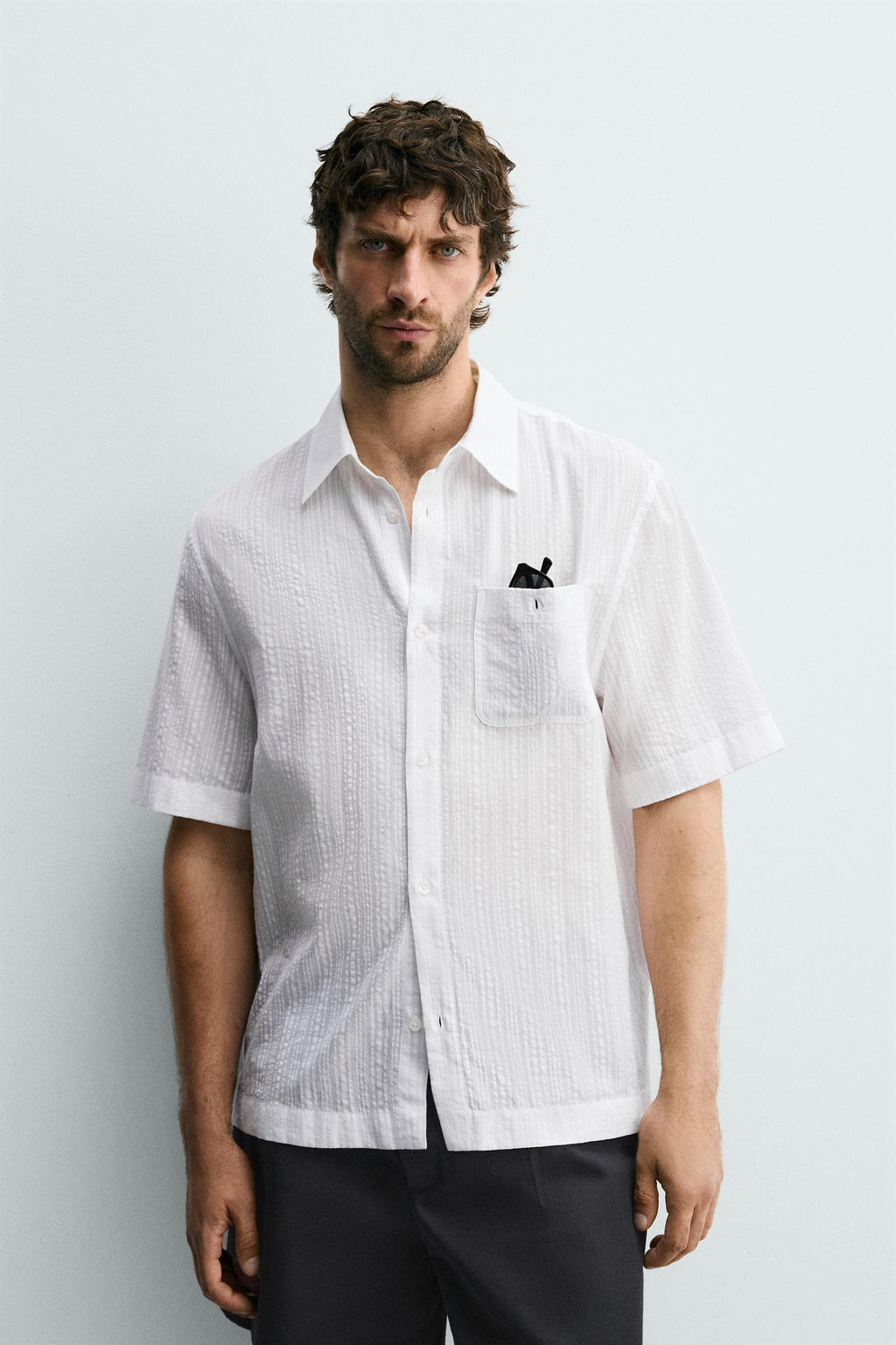 CAMISA JACQUARD RAYAS / Blanco - Zara фото 2