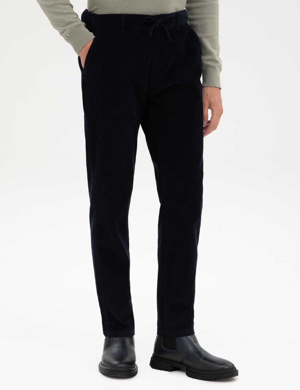 Lacivert Carrot Fit Beli Lastikli Kordonlu Kanvas Pantolon - Pierre cardin фото 2