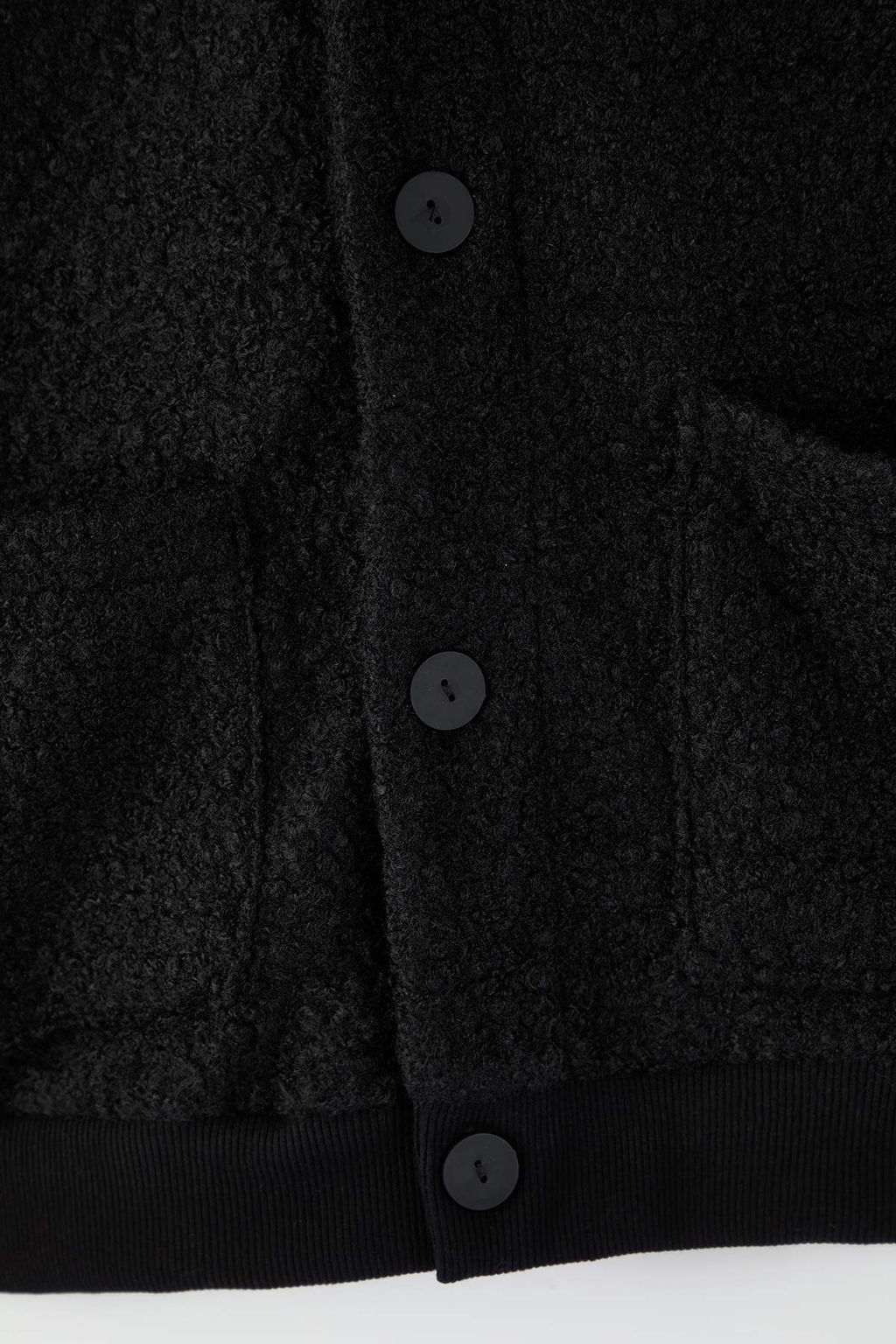 Siyah Oversize/Genis Kesim V Yaka Dugmeli Kal?n H?rka TMNAW26HI00004