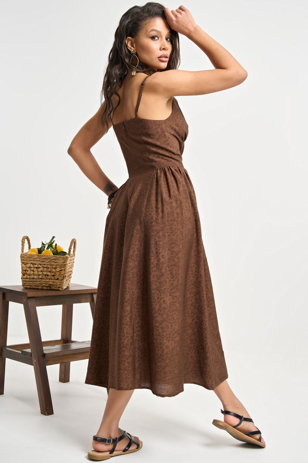 Сарафан летний леопард на шоколадном